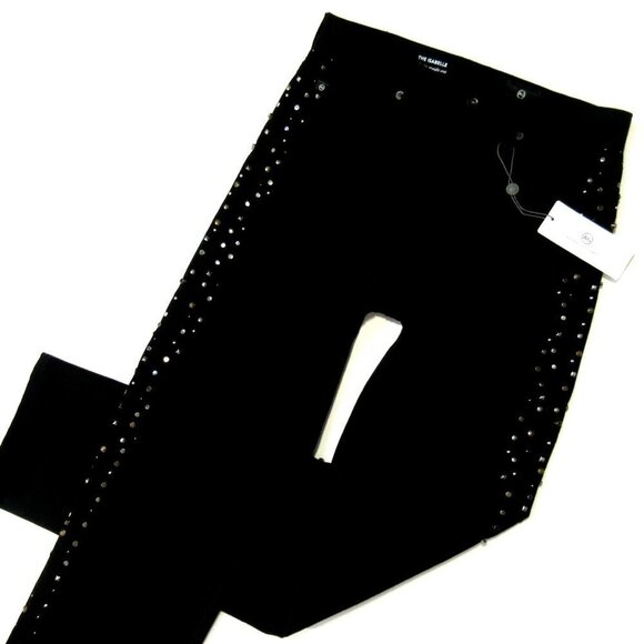 NWT AG Adriano Goldschmied Isabelle Super Black Meteor Shower Straight Crop 25